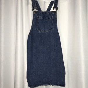 Dark wash denim overall dress
